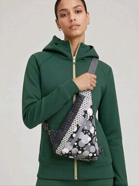 Crossbody Sling Bag Black & White Circles Handmade